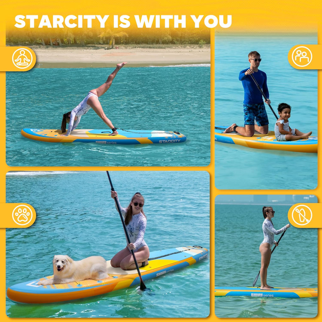 Starcity 11'x34*6' Blow Up Paddle Board, Inflatable Paddle Board, Spacious and Stable, Anti Slip and Easy to Operate, Large Size Suitable for Single Person/Family/Pet Use