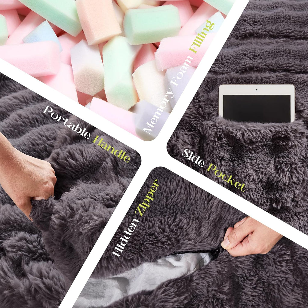 Hobestluk Bean Bag Chairs Beanbag Chair with Filler Adult Bean Bags with Fluffy & Machine Washable Cover, Giant Bean Bag Chairs for Aduts (Dark Grey, 5FT-50' x 50' x 24')