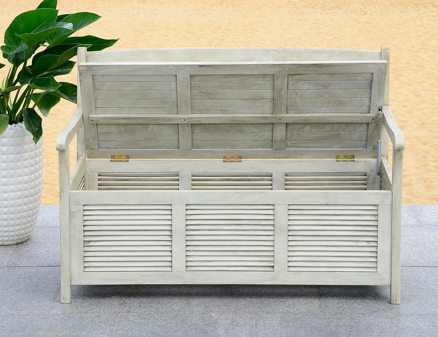 Safavieh Outdoor Collection Brisbane Grey Storage Bench