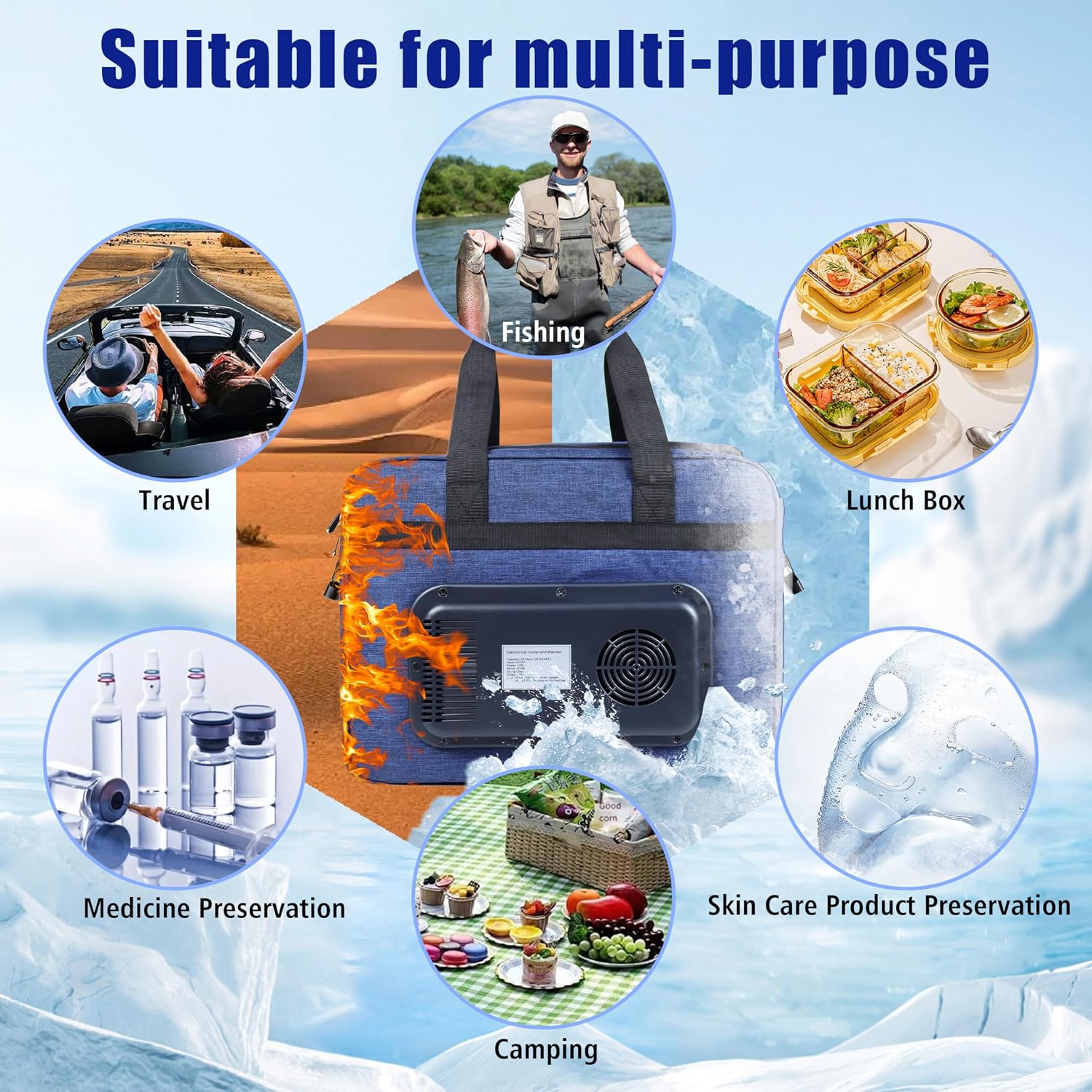 26 Quarts 12 Volt Portable Iceless Car Electric Cooler Bag USB 25L AC/DC Cool and Heat Thermal Plug in Fridge Compatible Mini Cooler Warmer Refrigerator for Vehicles Truckers