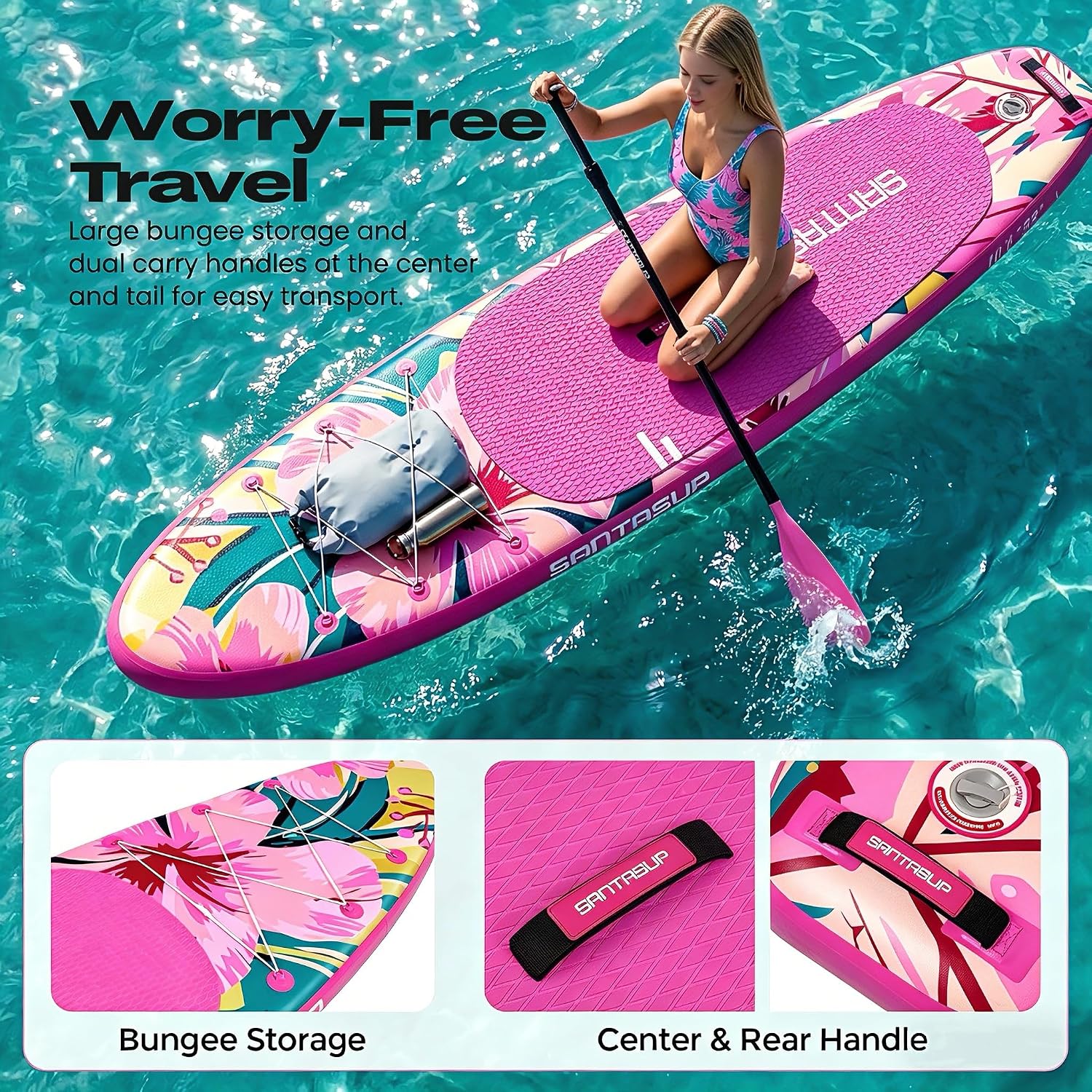 10'6'/11'Wide Inflatable Stand Up Paddle Board for Adults & Youth of All Skill Levels, with Premium SUP Paddleboard Accessories, Anti-Slip EVA Deck