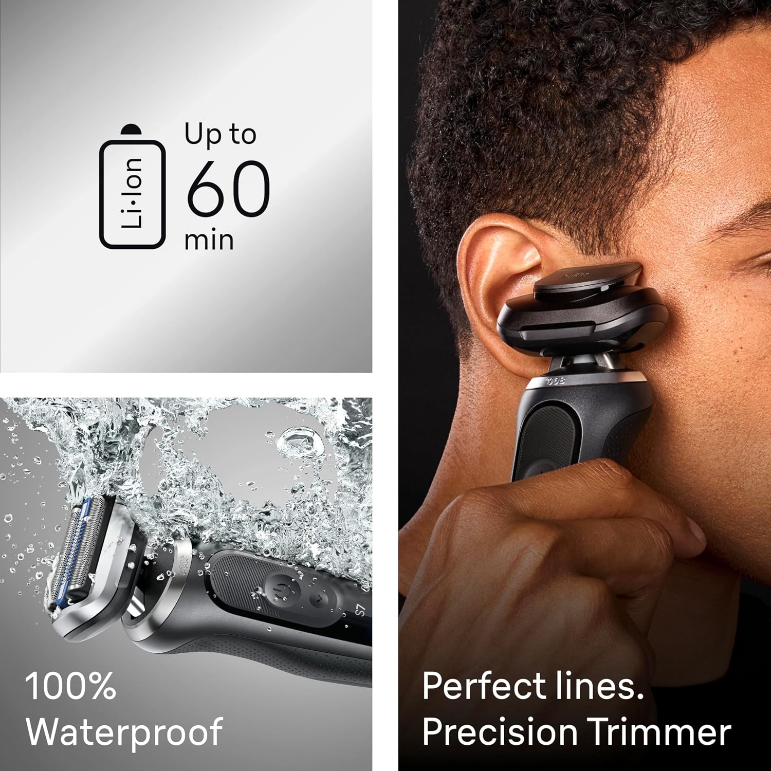 Braun Electric Shaver for Men, Series 7 7120s, Wet & Dry Shave, Turbo & Gentle Shaving Modes, Waterproof Foil Shaver, with Precision Trimmer, Space Grey