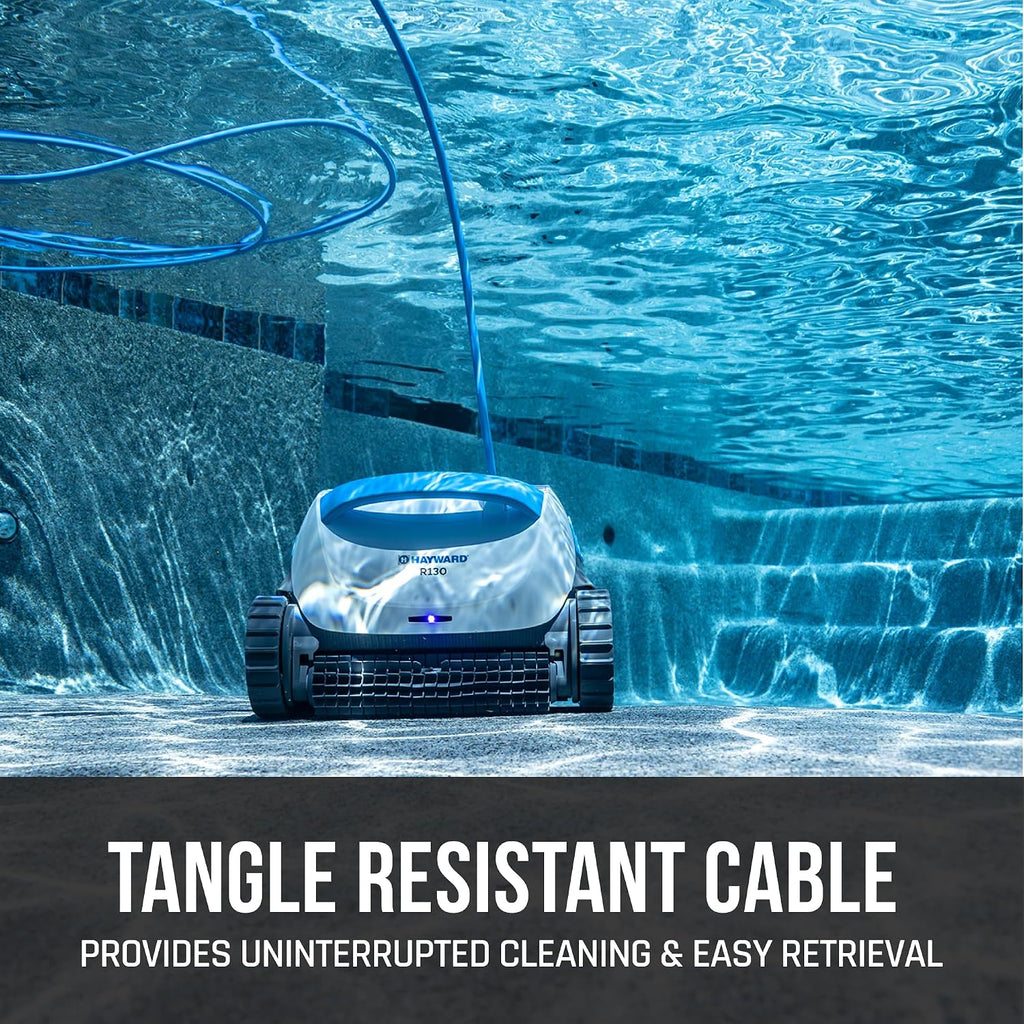 Hayward The Pool Cleaner R130 Robotic Cleaner (2024 New) Dual Scrubbing Brushes, Tangle-Free Cable, Top Load Easy Clean Basket, Smart Navigation, Fine/Ultra Fine Filters for In-Ground Pools up to 50ft