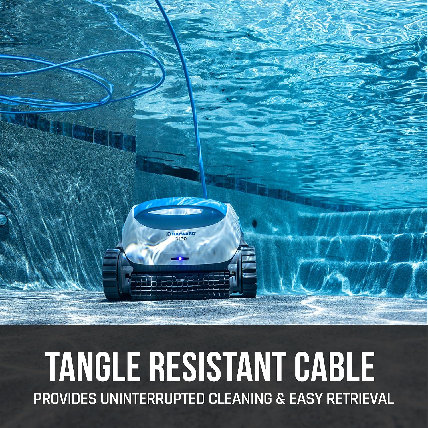 Hayward The Pool Cleaner R130 Robotic Cleaner (2024 New) Dual Scrubbing Brushes, Tangle-Free Cable, Top Load Easy Clean Basket, Smart Navigation, Fine/Ultra Fine Filters for In-Ground Pools up to 50ft