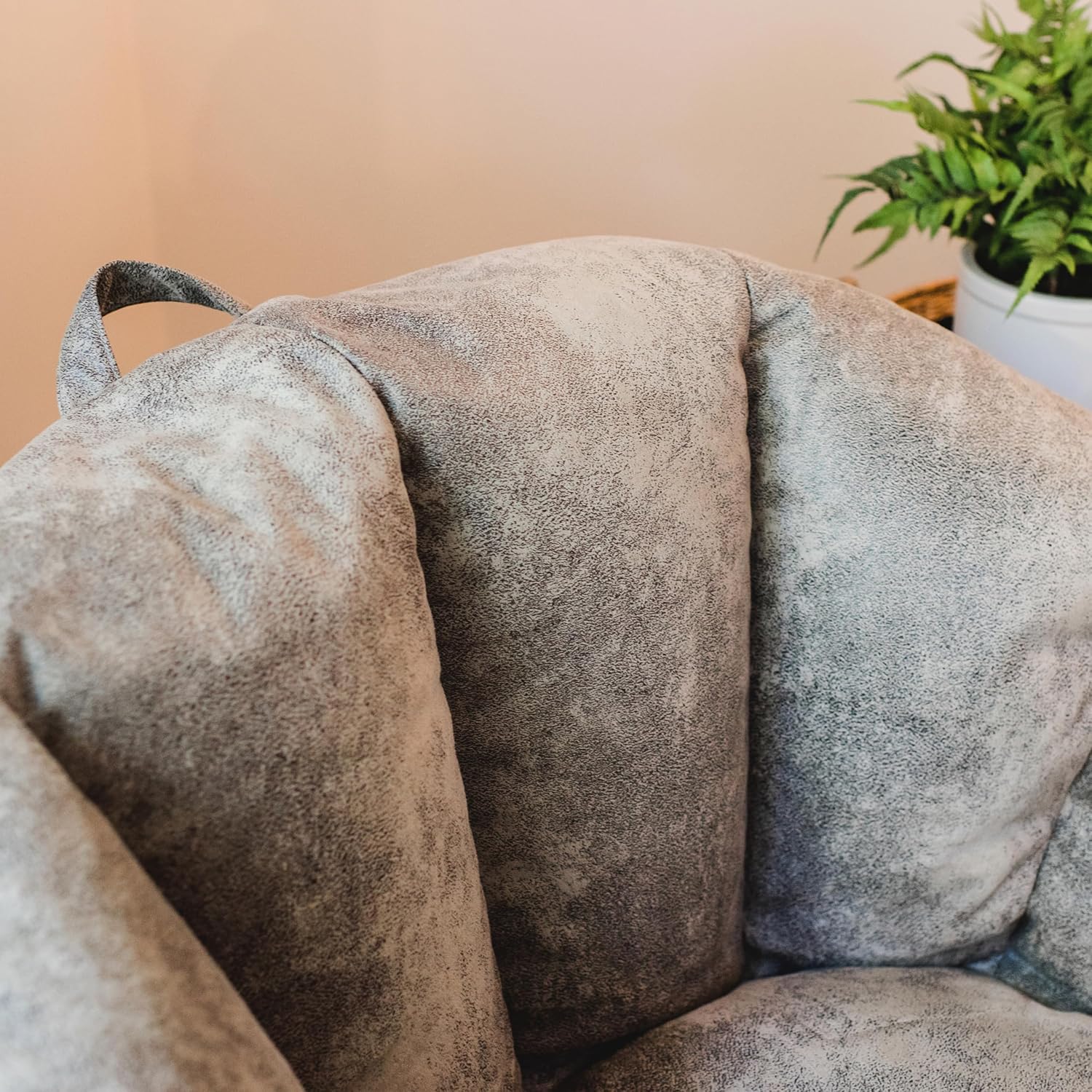 Big Joe Milano Large Bean Bag Chair for Kids, Teens, Adults, Cement Blazer, Lightweight Seat for Reading Nook and Gaming Vegan Leather, 3.5 foot Refillable