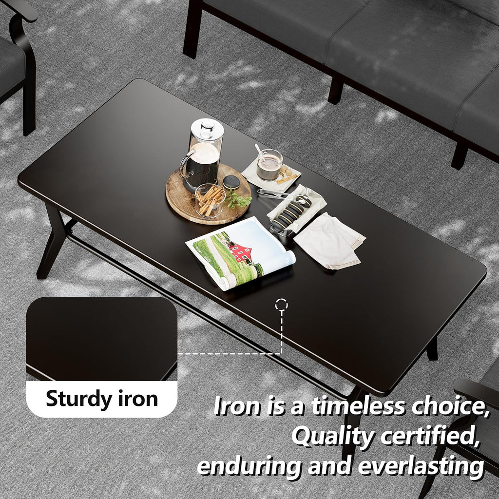 Aluminum Patio Furniture Set with Coffee Table,5 Seats Metal Modern Outdoor Furniture Set w/5.1' Thick Cushions,Patio Sectional w/Swivel Chairs for Backyard,Patio,Grey