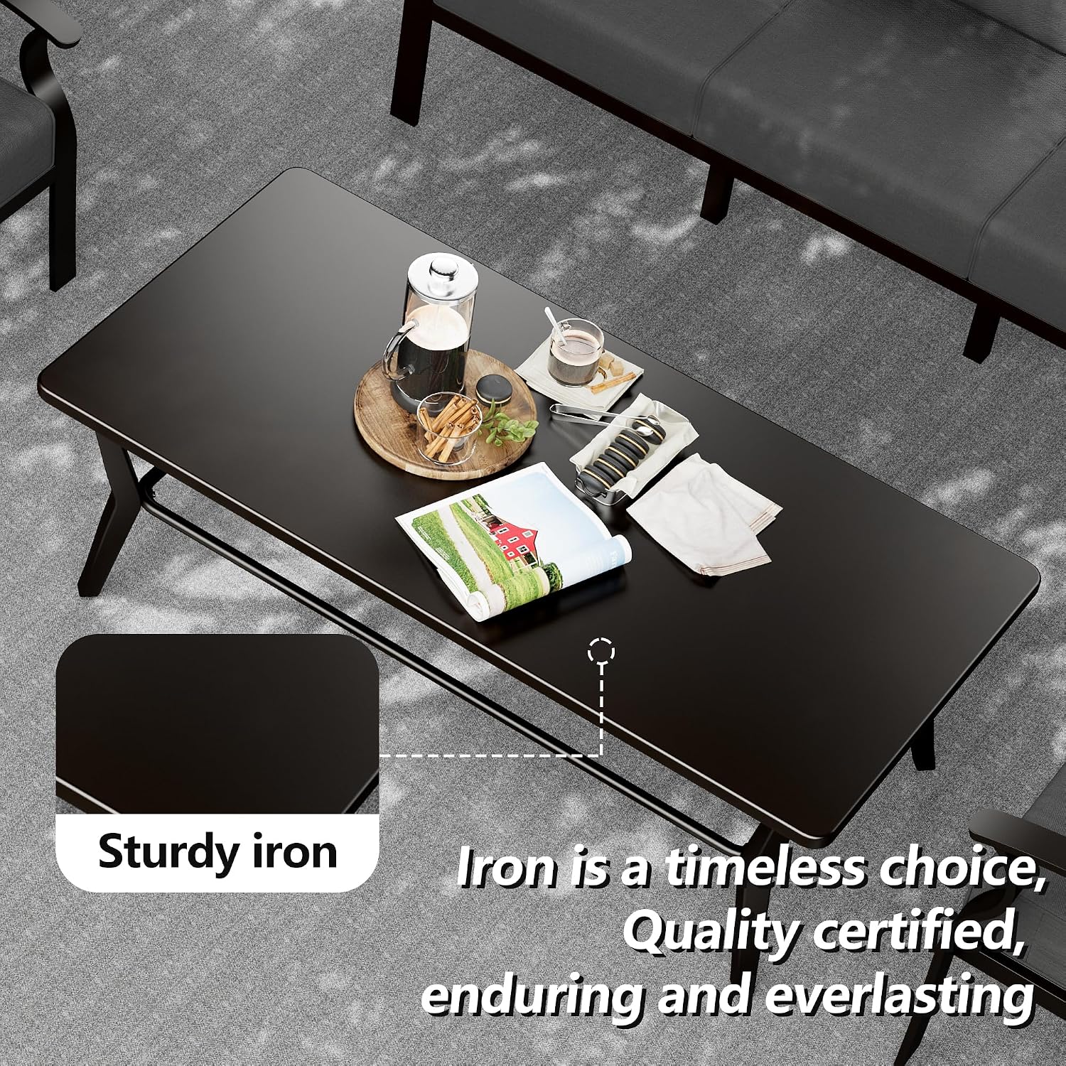 Aluminum Patio Furniture Set with Coffee Table,5 Seats Metal Modern Outdoor Furniture Set w/5.1' Thick Cushions,Patio Sectional w/Swivel Chairs for Backyard,Patio,Grey