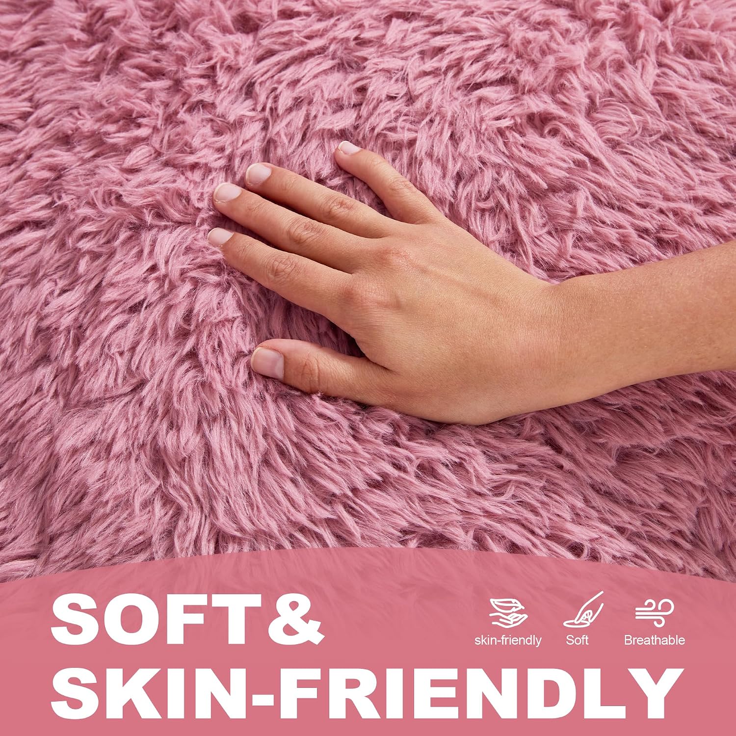 Hobestluk Giant Bean Bag Chair Memory Foam Filled Sofa Chair Bean Bag for Adults/Teens/Kids, Plush Fur Oversized Lazy Sofa for Living Room Bedroom Dorm(Pale Pink)