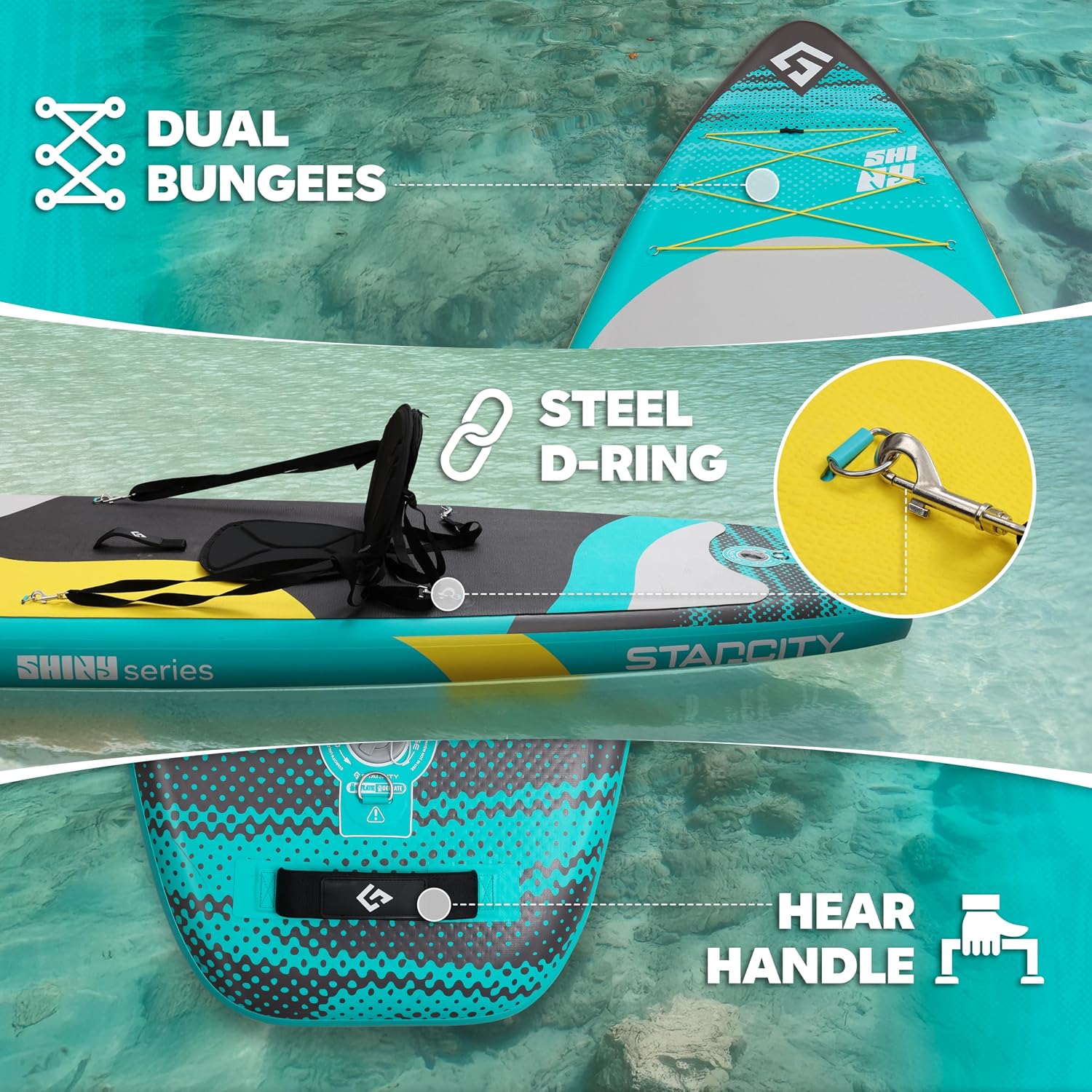 Starcity 11'x34*6' Blow Up Paddle Board, Inflatable Paddle Board, Spacious and Stable, Anti Slip and Easy to Operate, Large Size Suitable for Single Person/Family/Pet Use