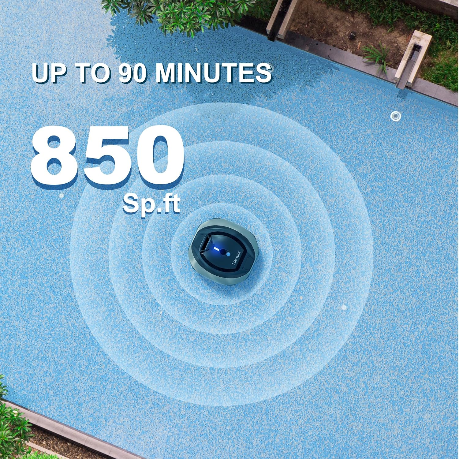 Cordless Pool Cleaner Robot, Robotic Pool Cleaner with 4400mAh Battery,Pool Vacuum for Above Ground Pool with Powerful Suction, DirtLock Tech, Self-Parking,90 Mins Runtime, Up to 850 Sq.ft