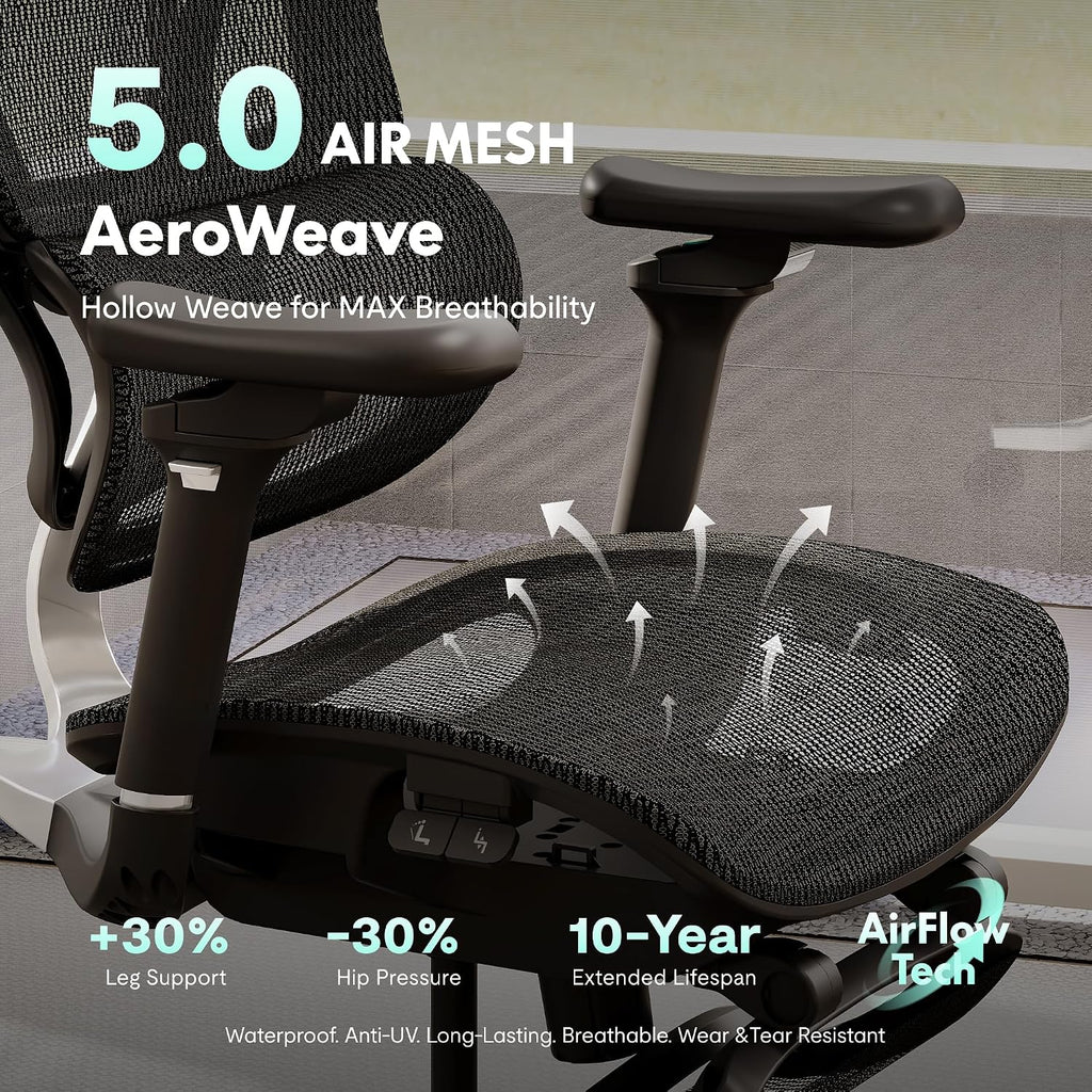 FLEXISPOT ErgoX Max Ergonomic Office Chair Black - Aluminum Alloy Frame & Base, 661 lb Capacity, 5D Armrests, 4D Adaptive Lumbar & 4D Headrest 1