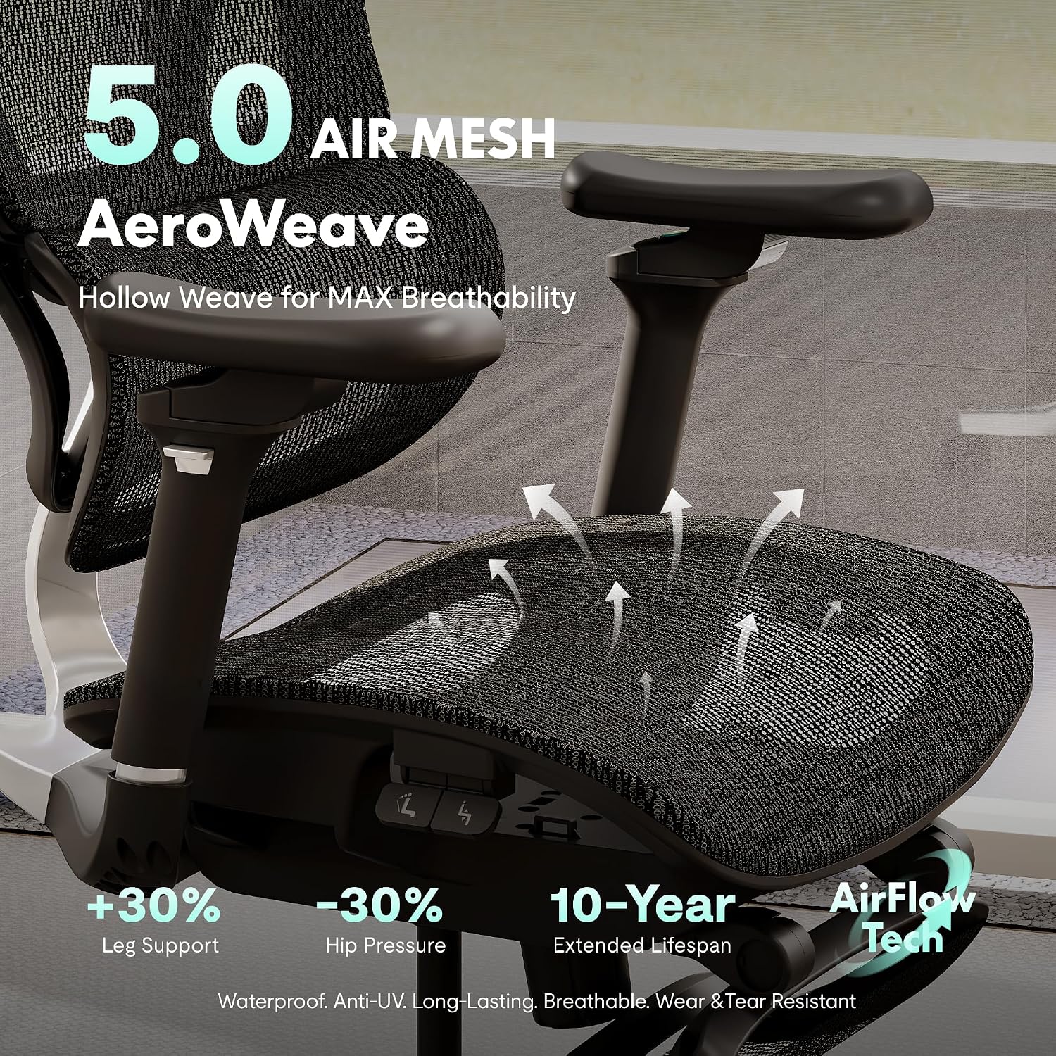 FLEXISPOT ErgoX Max Ergonomic Office Chair Black - Aluminum Alloy Frame & Base, 661 lb Capacity, 5D Armrests, 4D Adaptive Lumbar & 4D Headrest 1