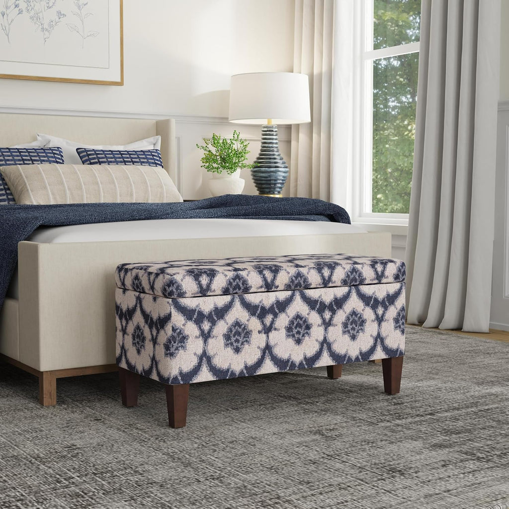 HomePop Large Decorative Storage Bench - Blue Medallion Print