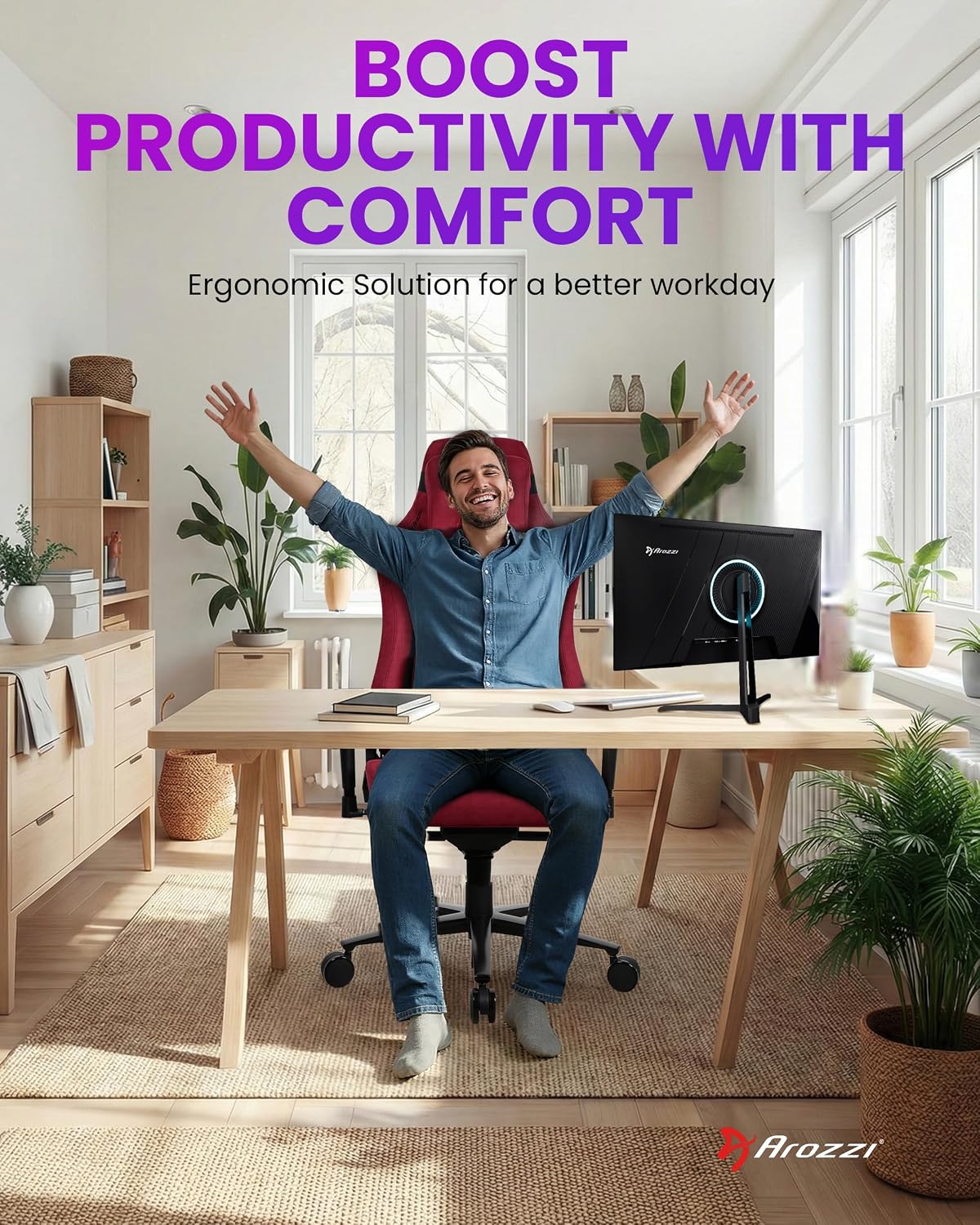 Arozzi Vernazza Supersoft Upholstery Material has a Unique Velvety Texture That is Fluid-Repellant and Breathable with Memory Foam Lumbar Support and 4D Armrest for Office and Gaming Chair - Bordeaux