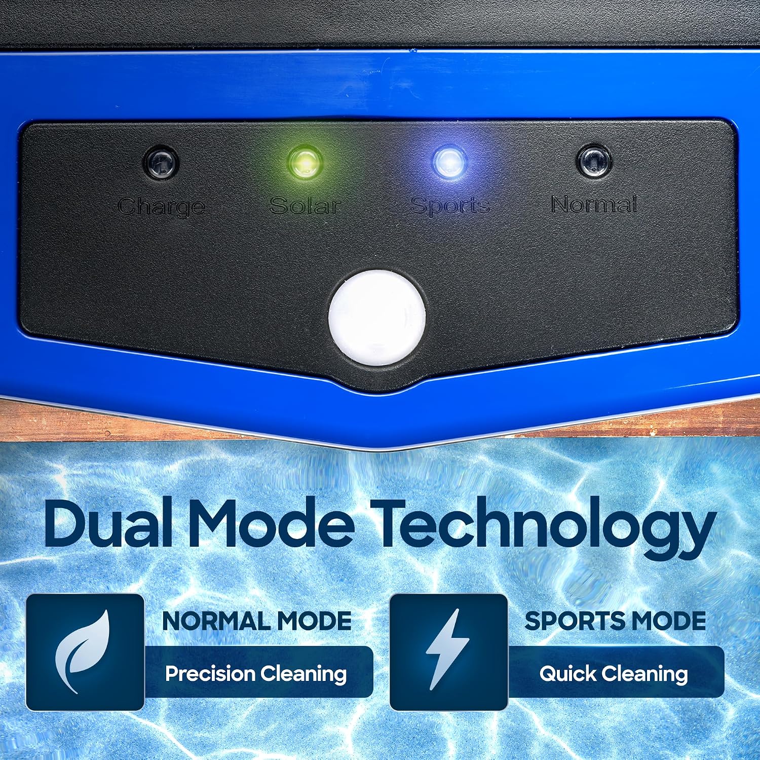Solar Powered Pool Skimmer Robot – Charges by Solar & Wall Plug – 2 Modes - 5000 mAh Battery Continuous Surface Cleaning - Shallow Water Anti-Stranding Bars - Salt Chlorine Tolerant Motors