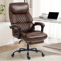 Office Chair, Executive High Back Leather Home Office Desk Chair with Footrest & Lumbar Support - Ergonomic Reclining Comfortable Wide Swivel Rolling Gaming Computer Chair 90-135° Adjustable Tilt Lock