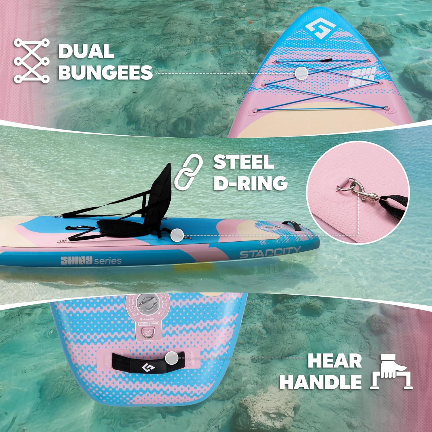 Starcity 11'x34*6' Blow Up Paddle Board, Inflatable Paddle Board, Spacious and Stable, Anti Slip and Easy to Operate, Large Size Suitable for Single Person/Family/Pet Use