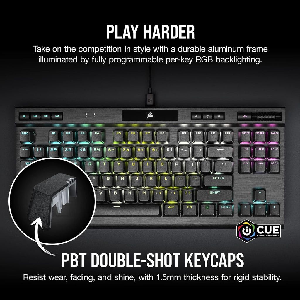 Corsair K70 RGB TKL Champion Series Gaming Keyboard CH-911901A - OPX Switch (Renewed)