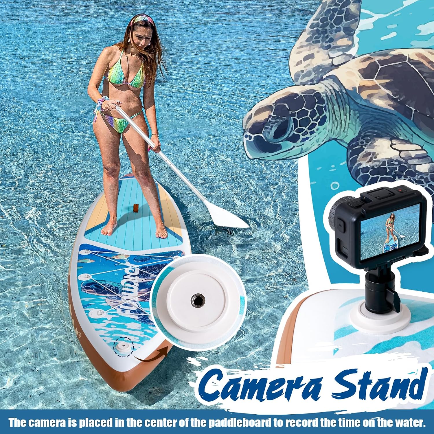 FunWater 11'/10'6' Inflatable Stand Up Paddle Board with Premium SUP Paddleboard Accessories, Wide Stable Anti-Slip EVA Deck,Paddle Boards for Adults & Youth of All Skill Levels