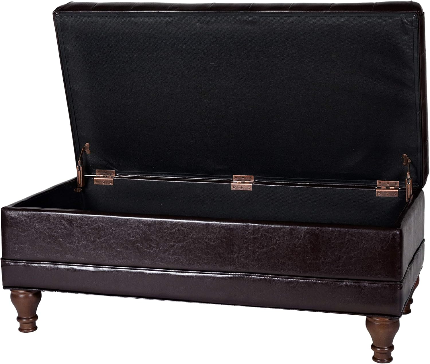 HomePop Deluxe Tufted Storage Bench with Hinged Lid, Espresso