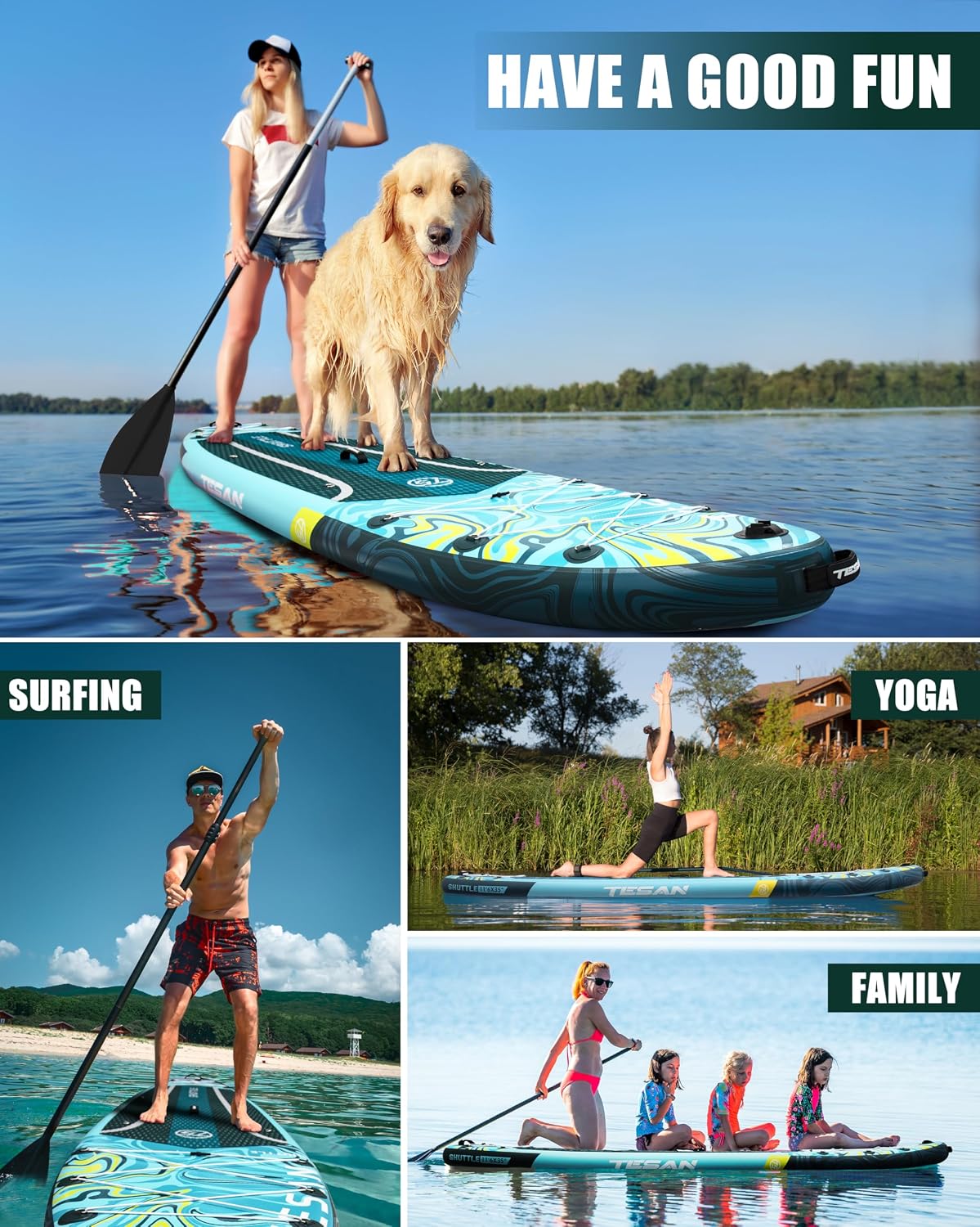 11'6x35'' Extra Wide Inflatable Paddle Board,All-Round Ultra Stable Stand Up Paddleboards with Plus Kits for 450lb,Dual Bungees, Camera Mount, 100L Backpack, Dual-Action Pump