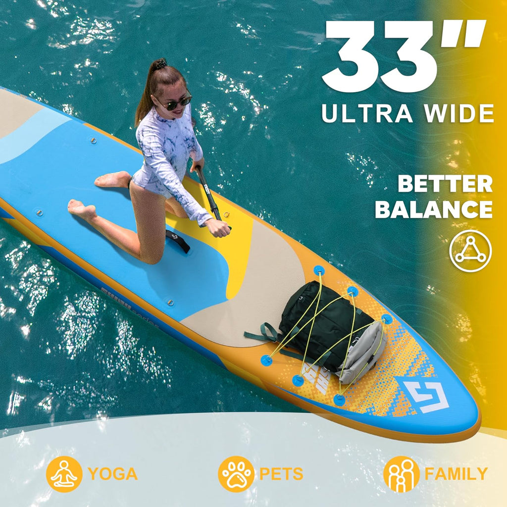 Starcity 11'x34*6' Blow Up Paddle Board, Inflatable Paddle Board, Spacious and Stable, Anti Slip and Easy to Operate, Large Size Suitable for Single Person/Family/Pet Use