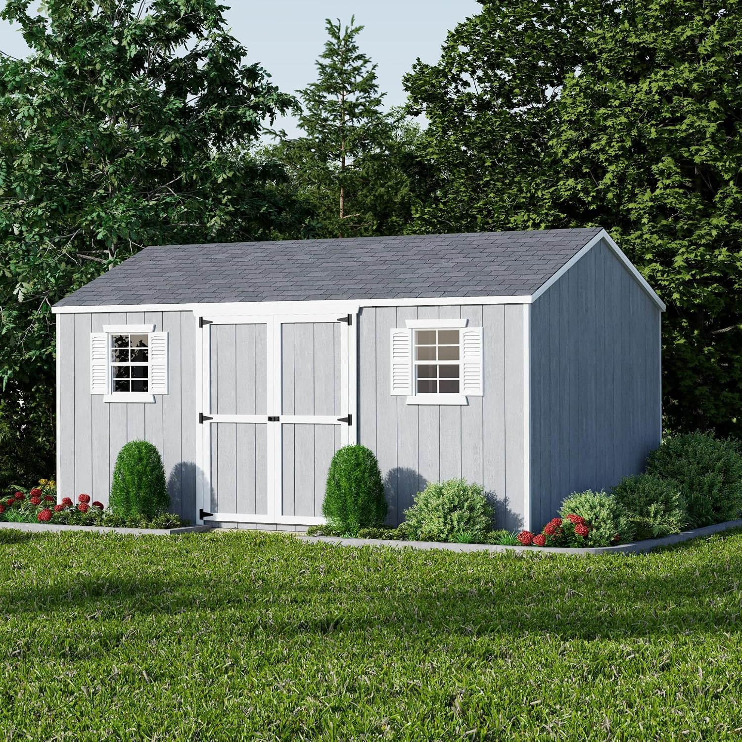 Little Cottage Co. 10x16 Value Workshop Shed with Operable Windows and Floor, Outdoor Wood Storage Do-It-Yourself Precut Kit