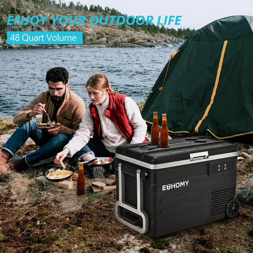 EUHOMY 12 Volt Refrigerator, 49QT(45L) 12V Fridge, Electric Cooler APP Control, Car Fridge 12/24V DC 110-240V AC, Car Refrigerator 0℉~68℉, 12 Volt Cooler for Camping, Trip, Truck, Boating, Outdoor