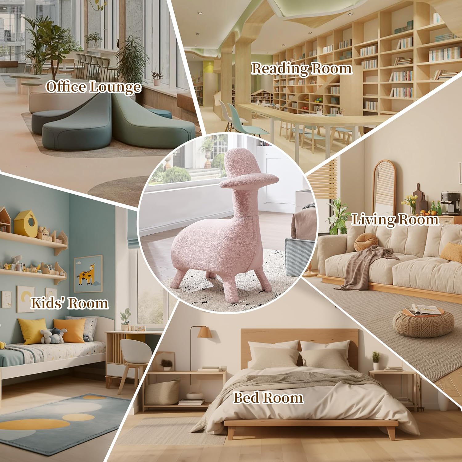 Animal Shape Gaming Chair, Soft Lamb Wool, Cute Duckbill-Shaped Chair for kids, Deep Cushion, Small Sofa for Small Space, Ideal for Bedroom/Living Room/Office, Stylish Furniture, Easy Assembly, Pink