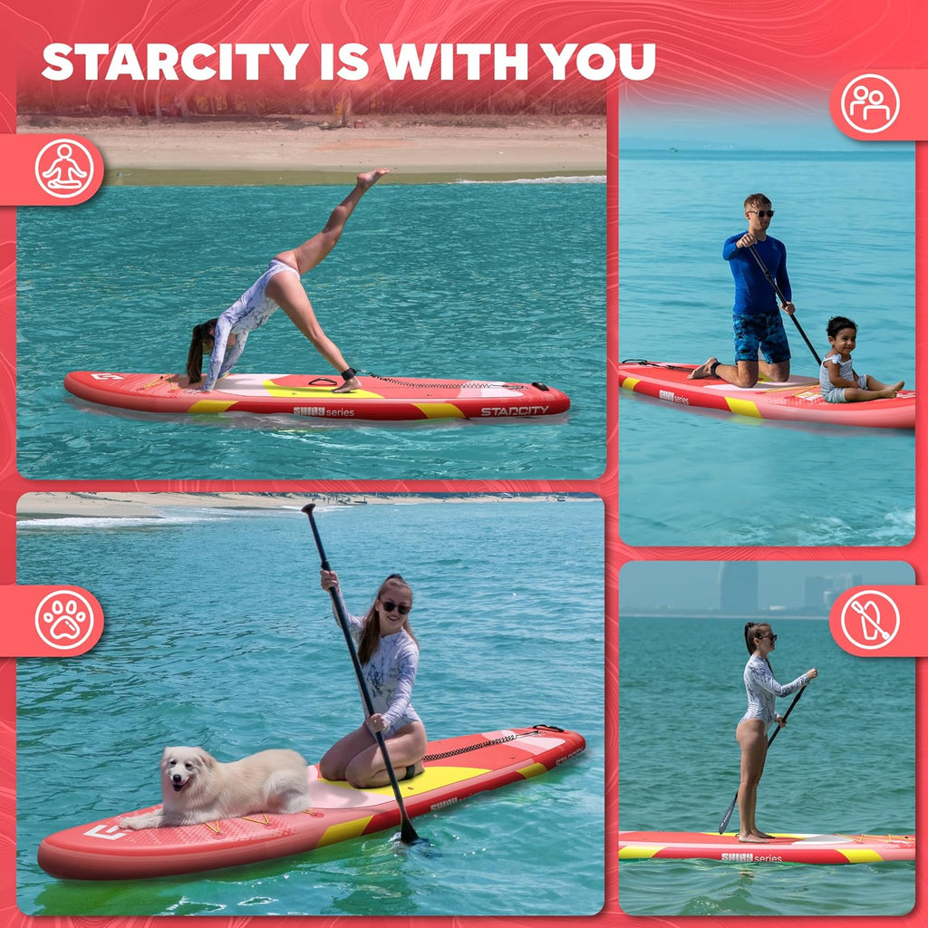 Starcity 11'x34*6' Blow Up Paddle Board, Inflatable Paddle Board, Spacious and Stable, Anti Slip and Easy to Operate, Large Size Suitable for Single Person/Family/Pet Use