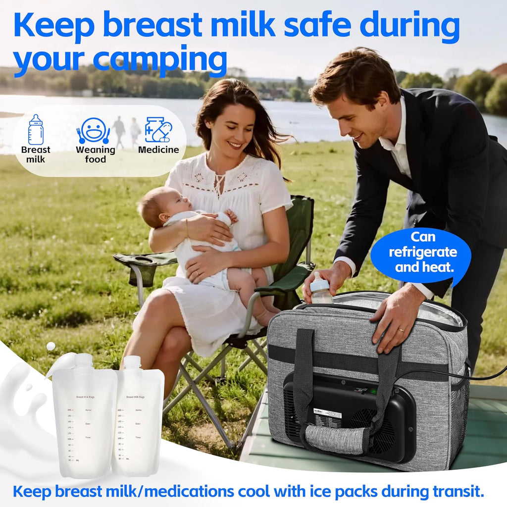 Electric Cooler Bag, Portable Electric Cooler, Foldable Heater Bag, Powered 12 Volt AC/DC Compatible, for Cooling Pre-Cooled Food & Drinks