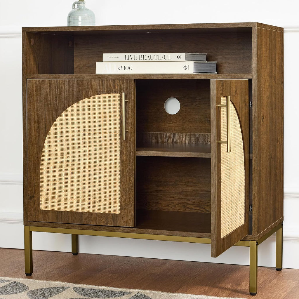 Best Choice Products Rattan Sideboard Buffet Cabinet, Entryway Table, Accent Storage Cabinet, Console Table for Hallway, Living Room, Dining Room - Brown