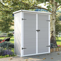 UDPATIO 38 Cu.ft Vertical Storage Shed, 4.3 ft x 5.6 ft Resin Outdoor Shed Waterproof Resin Cabinet for Garden, Backyard, Lawn, Grey