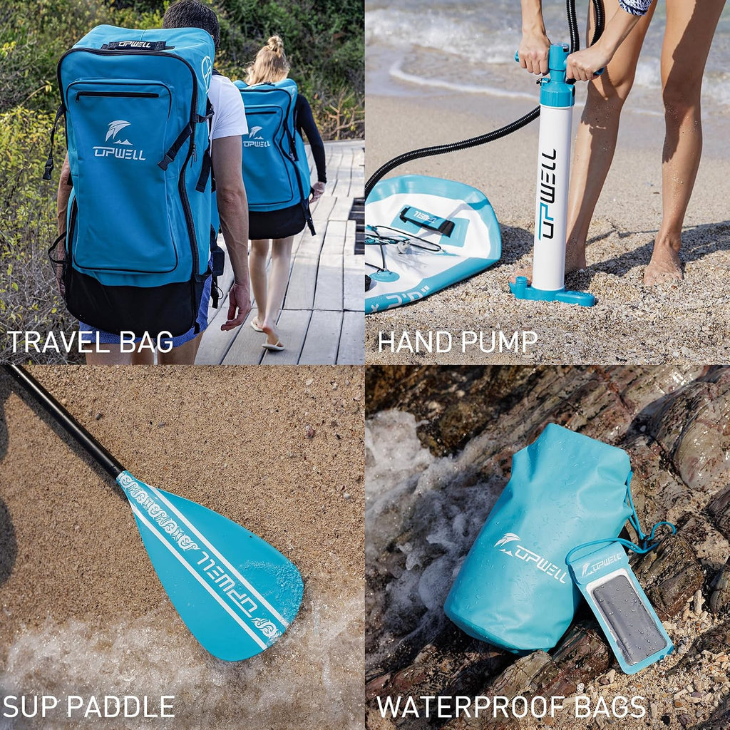 UPWELL 11'2'/11'6'Stand Up Paddle Board for Youth & Adults, Inflatable Paddle Board with Stable Design, Premium SUP Accessories, Backpack, Paddle, Leash, Pump, Fins