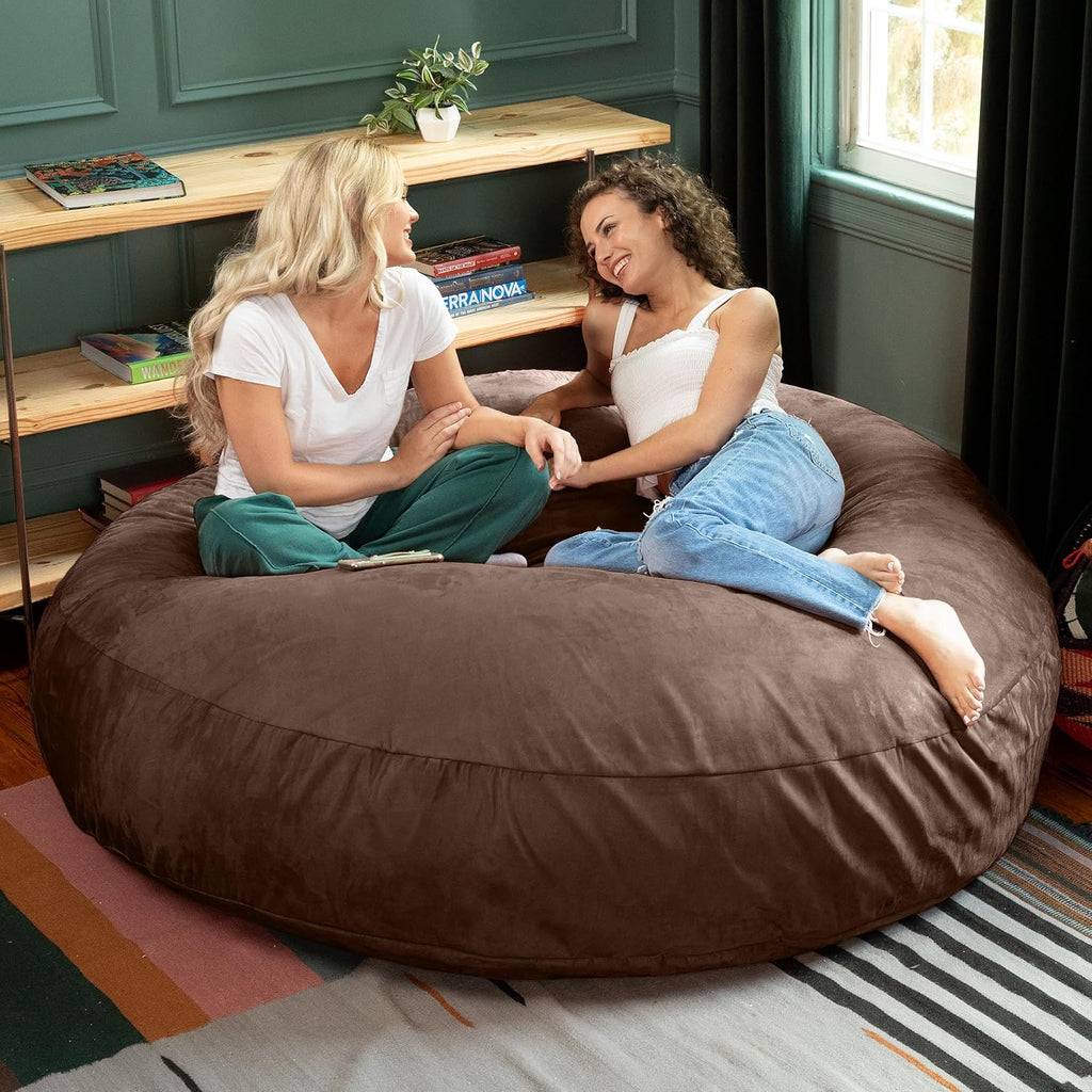 Jaxx 6 Foot Cocoon - 2-in-1 Convertible Bean Bag Bed & Large Bean Bag Chair for Adults, Chocolate