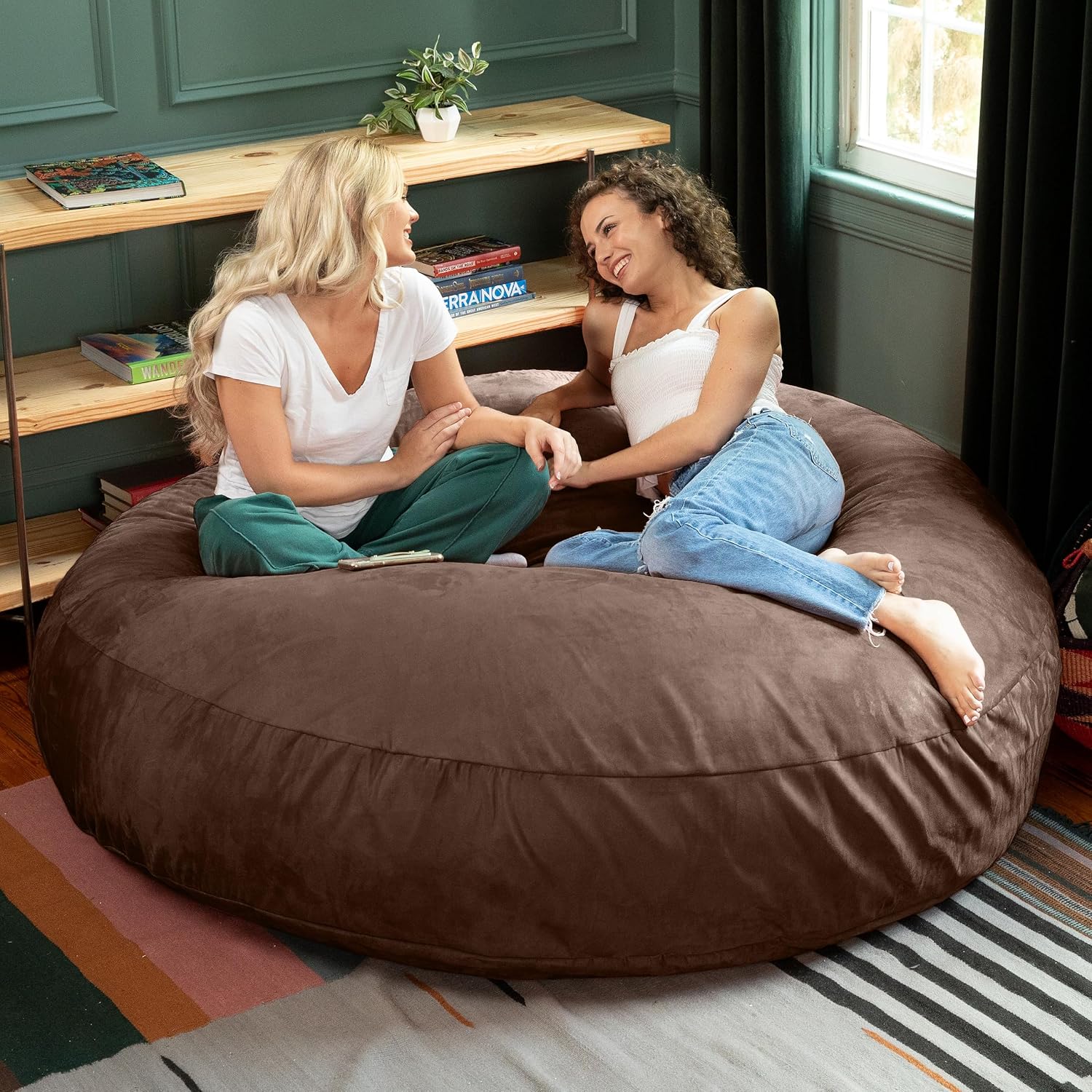 Jaxx 6 Foot Cocoon - 2-in-1 Convertible Bean Bag Bed & Large Bean Bag Chair for Adults, Chocolate