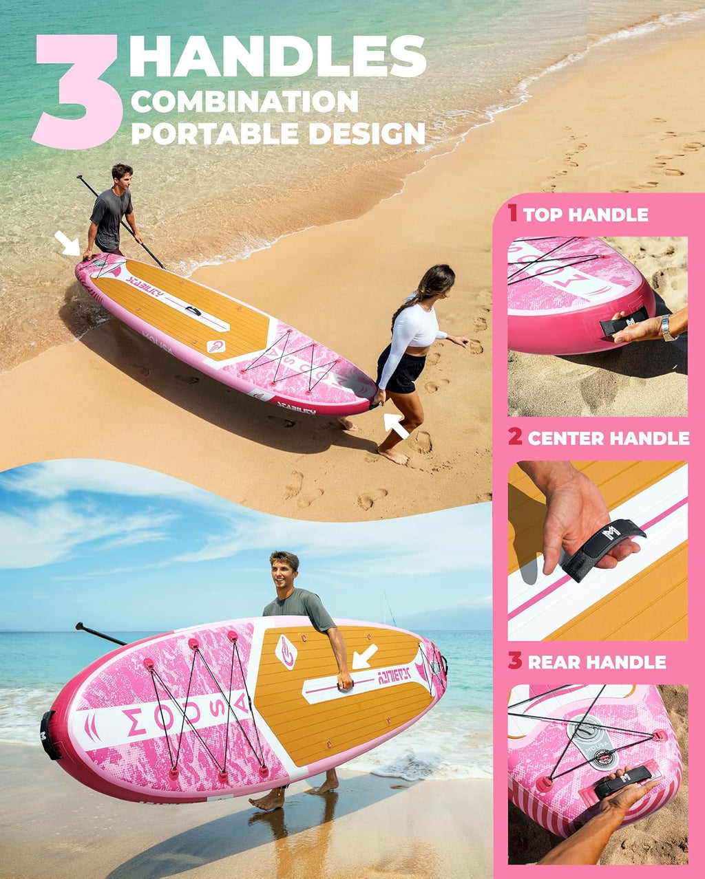 MOUSA 10'8/11'×35' Extra Wide Inflatable Stand Up Paddle Board, Stable Paddleboard SUP for 2 People/Family, Anti-Slip Full EVA Deck, 3 Handles, 100L Backpack, All-Round Sup Board, Big Fin