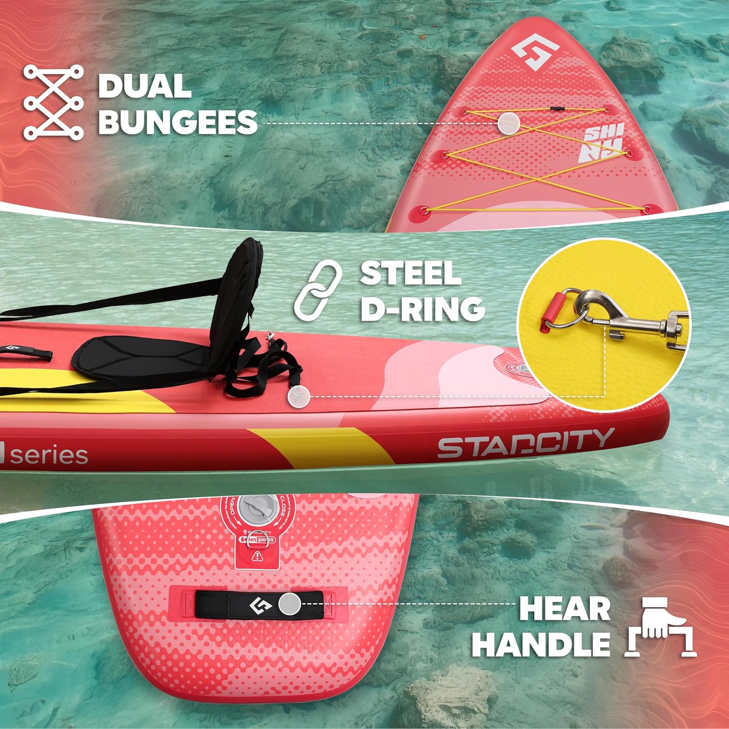 Starcity 11'x34*6' Blow Up Paddle Board, Inflatable Paddle Board, Spacious and Stable, Anti Slip and Easy to Operate, Large Size Suitable for Single Person/Family/Pet Use