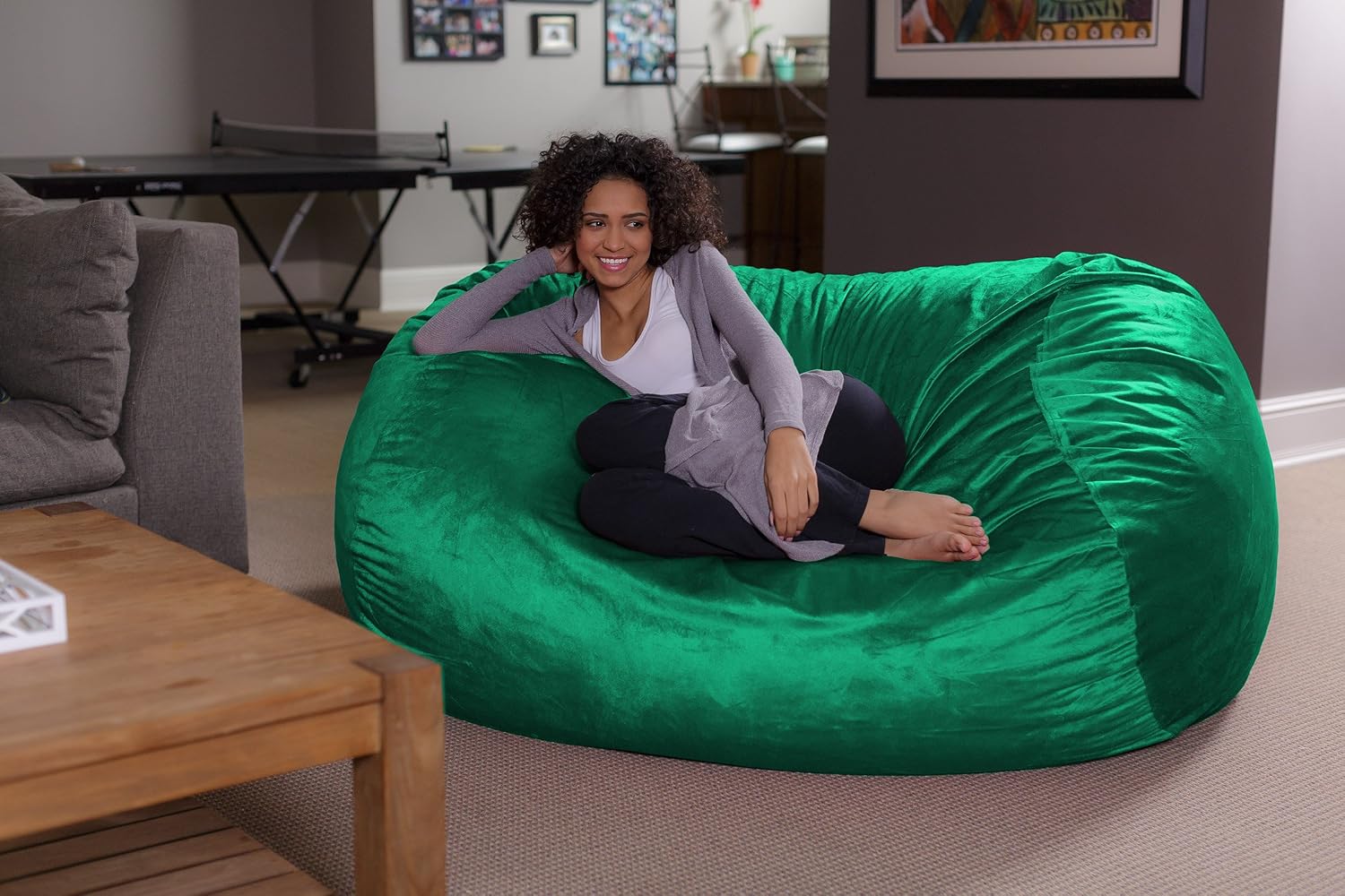 Sofa Sack Bean Bag Lounger - Plush Bean Bag Sofas with Super Soft Microsuede Cover- XL Memory Foam Stuffed Lounger Chairs for Kids, Adults, Couples - Jumbo Bean Bag Chair Furniture 6 Feet - Royal Blue