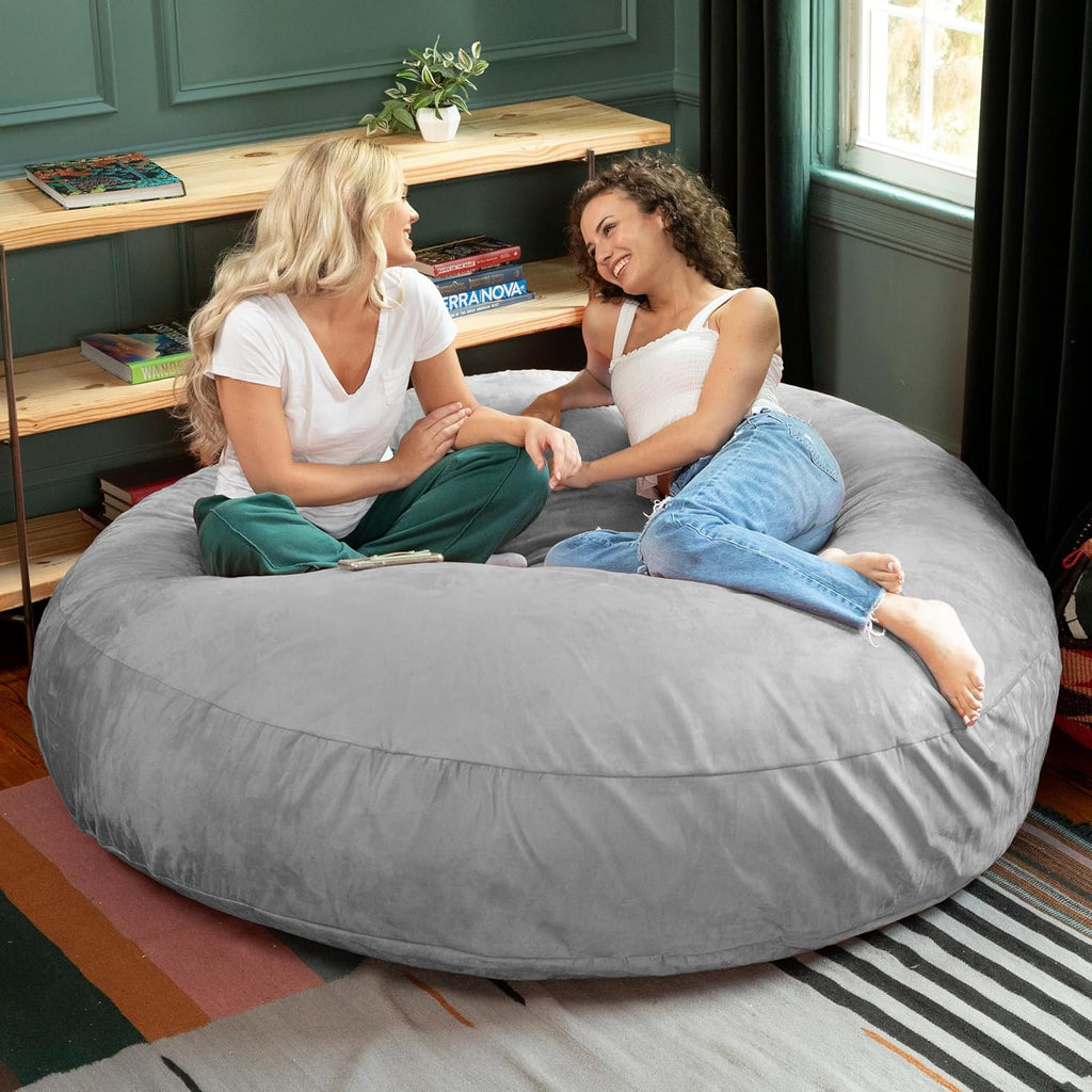 Jaxx 6 Foot Cocoon - 2-in-1 Convertible Bean Bag Bed & Large Bean Bag Chair for Adults, Platinum