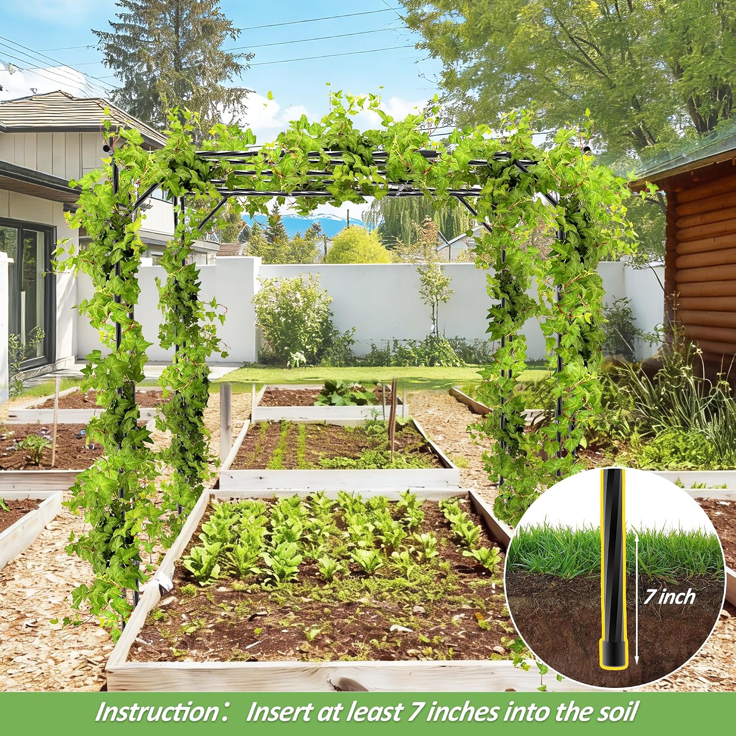 Grape Vine Trellis - Cucumber Trellis Size: 95.7 * 61.6 * 78.5 inches - Large Outdoor Garden Arch Trellis, Used for Outdoor Climbing of Plants, Courtyard and Garden Decoration of Pavilions (Black)