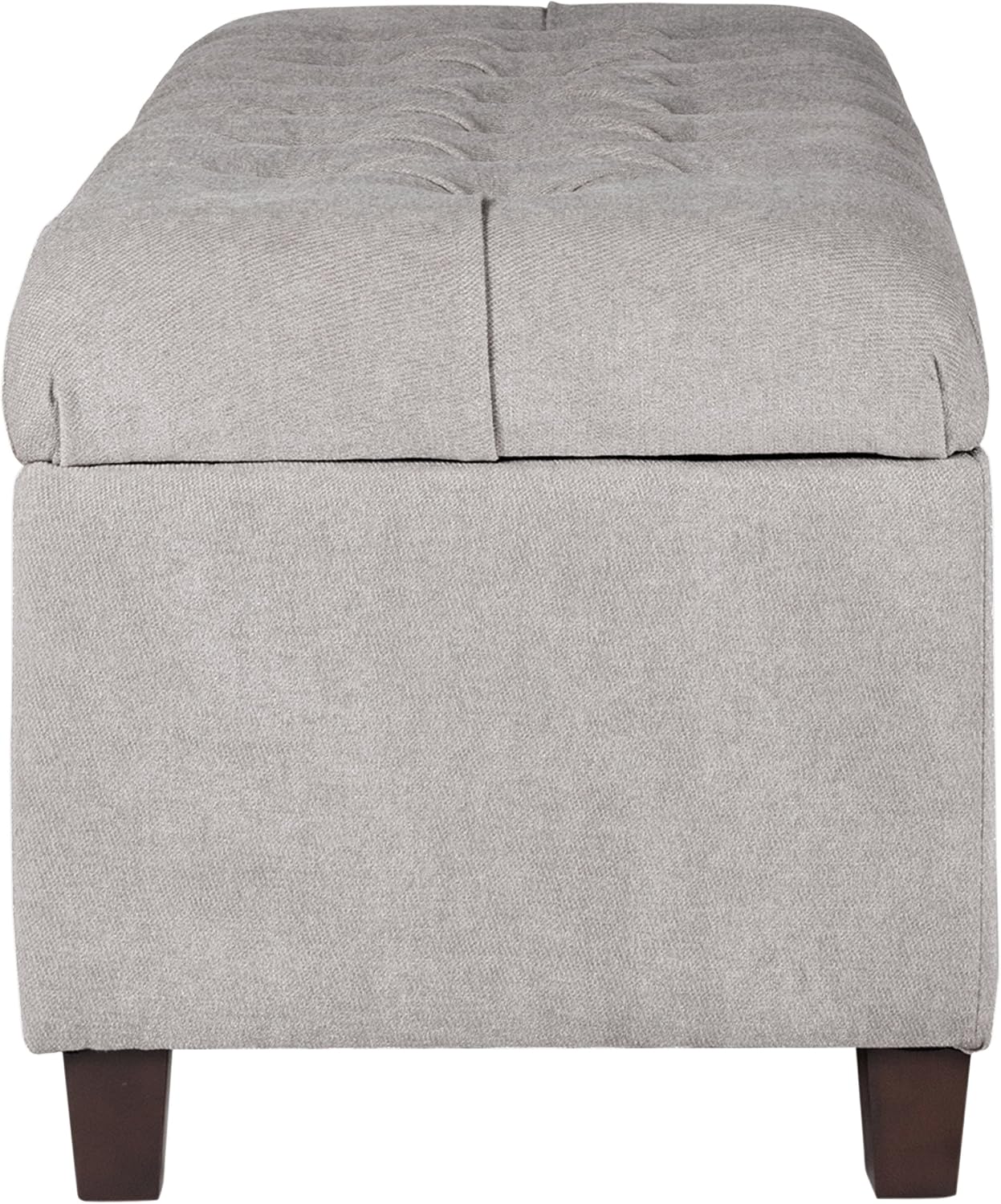 Homepop Home Decor | Tufted Ainsley Button Storage Ottoman Bench with Hinged Lid | Ottoman Bench with Storage for Living Room & Bedroom, Grey