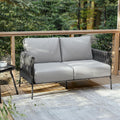East Oak Outdoor Furniture | Life Chatter Loveseat | 2 Seater Sofa with 6.7' Thick Washable Cushions | Deep Seating Patio Furniture for Garden, Porch, Balcony & Backyard | Misty Grey
