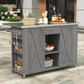 Merax XL Outdoor Table with Stainless Steel Top for Kitchen Prep and Storage Cabinet for Grilling Accessories, Outdoor Kitchen Island Grill Cart with Towel and Spice Racks & a Bottle Opener, Grey