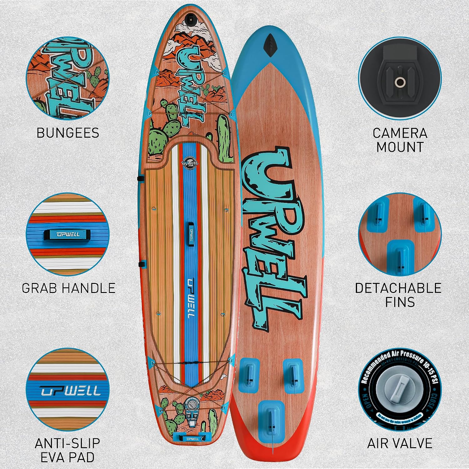 UPWELL 11'2'/11'6'Stand Up Paddle Board for Youth & Adults, Inflatable Paddle Board with Stable Design, Premium SUP Accessories, Backpack, Paddle, Leash, Pump, Fins