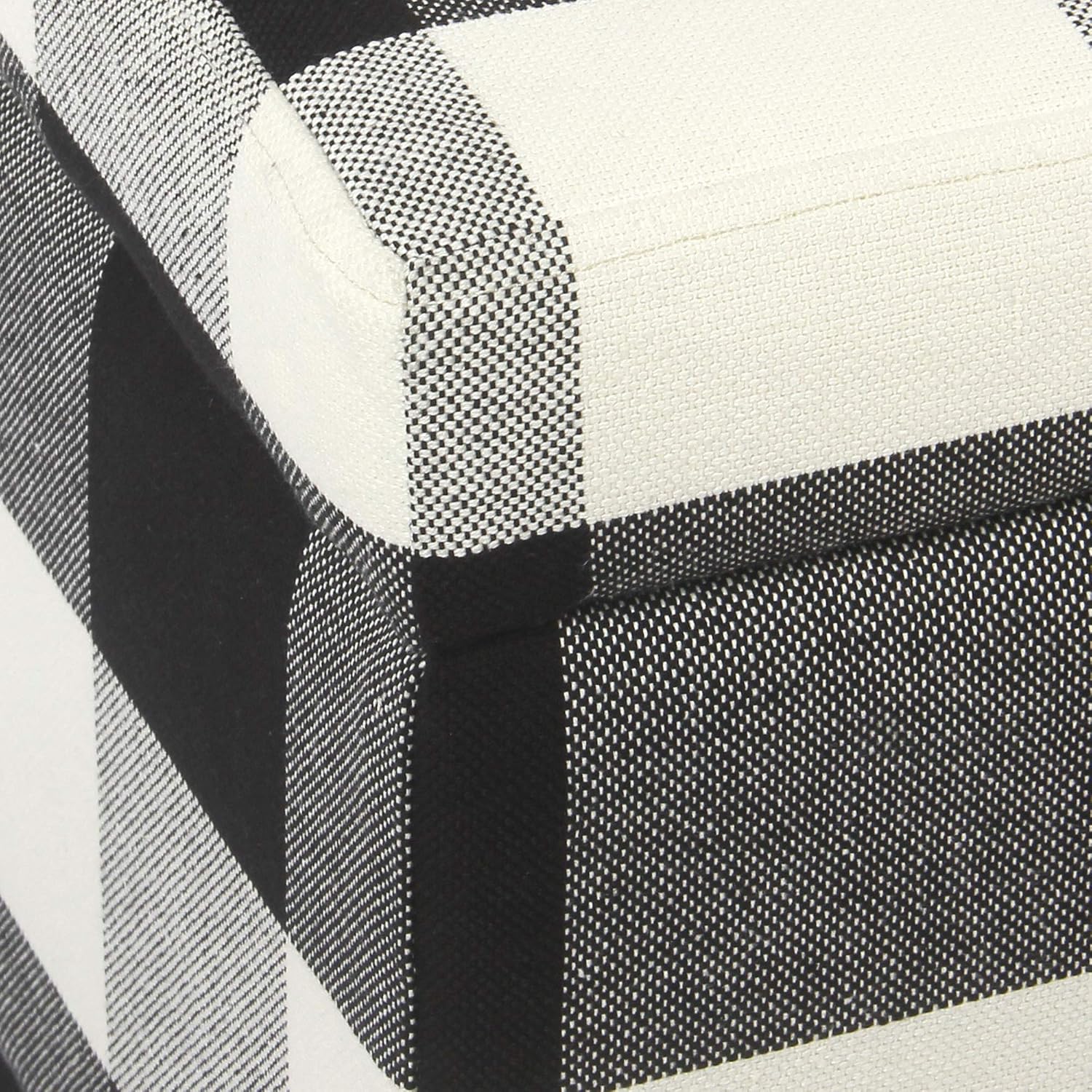 HomePop Large Upholstered Rectangular Storage Ottoman Bench with Hinged Lid, Black Buffalo Plaid