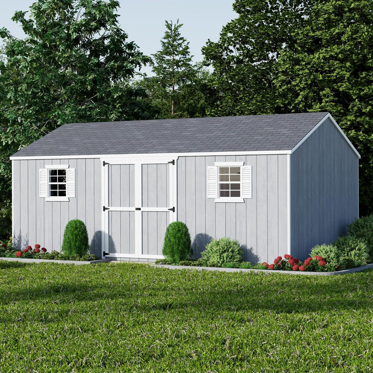 Little Cottage Co. 12x20 Value Workshop Shed with Operable Windows and Floor, Outdoor Wood Storage Do-It-Yourself Precut Kit