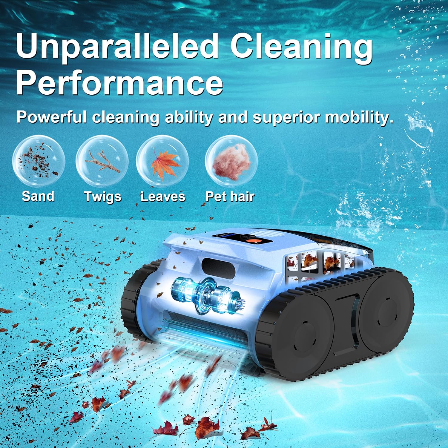(2025 New) Pool Vacuum for Inground Pools Cordless Robotic Pool Cleaner, 4-in-1 Floor/Wall/Waterline Cleaning/Smart Navigation, 180 Mins Runtime Pool Vacuum for Inground Pools Up to 2100 Sq.ft