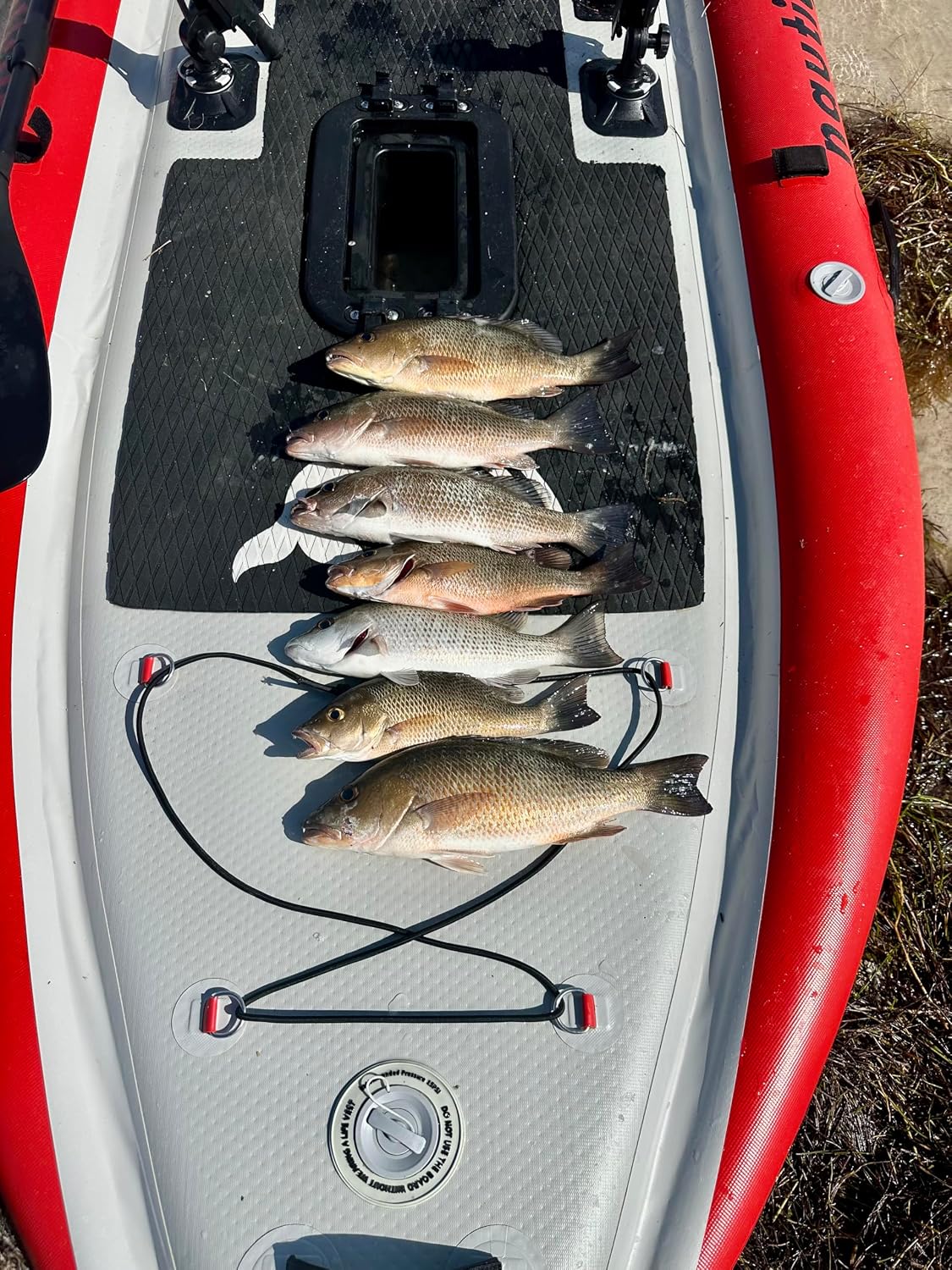 Nautiqua Aruba Deluxe Inflatable Paddleboard Pedal Kayak, Drop-Stitch Core, 1-Person, 440 lbs Capacity, 138x45x6 Inches (Red Grey)