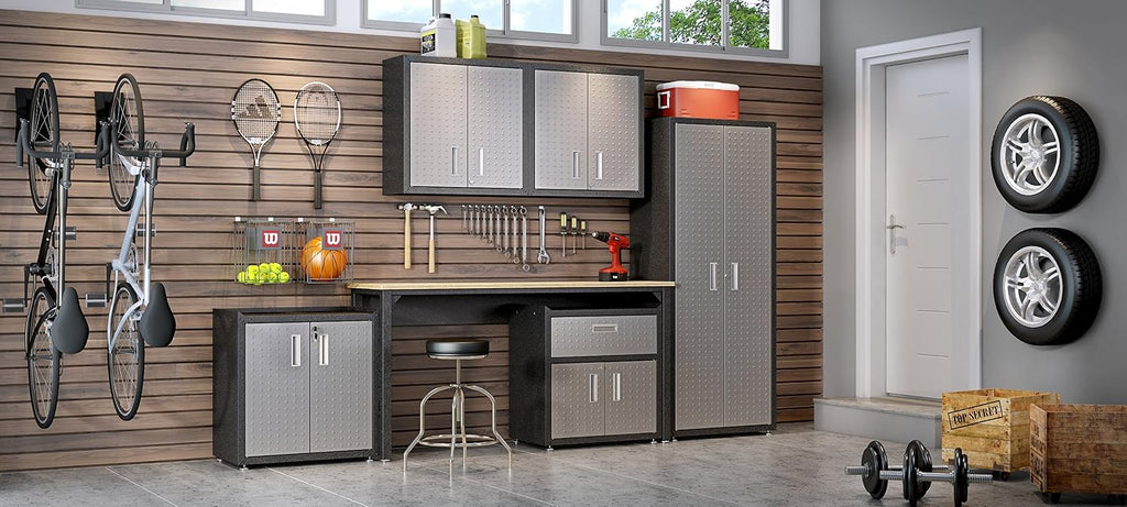 Manhattan Comfort Fortress Standing Cabinet Storage, Black/Gray
